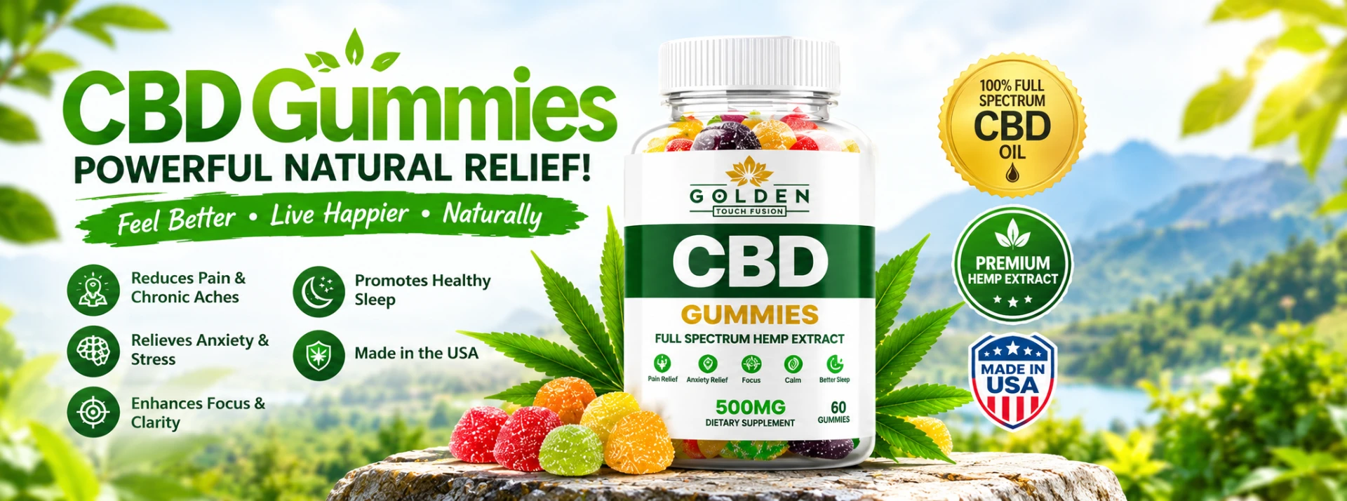 Golden Touch Fusion CBD Gummies banner